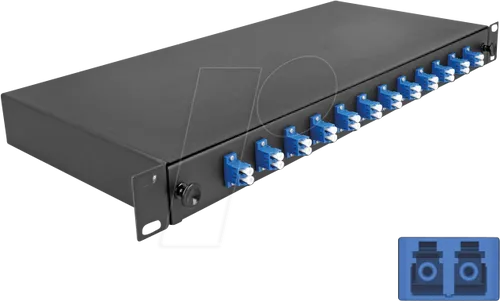 Delock Glasfaserkabelkiste OS2, Rack montierbar mit LC Duplex x12 - Server Zubehör für effiziente Kabelorganisation, komplett montiert und ideal für 19