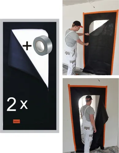 2x Bautür Staubtür Staubvorhang Staubschutztür Schmutzschleuse Staubs+ Klebeband