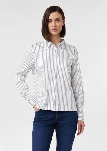 comma Langarmbluse Bluse Streifenbluse aus Baumwollstretch mit Leo-Detail