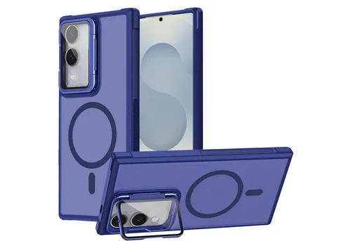 CoolGadget Handyhülle Hybrid CAM Handy Hülle für Samsung Galaxy S25 Edge 6,66 Zoll, Kameraschutzglas klappbar Schutzhülle Metallring für Magsafe Zubehör