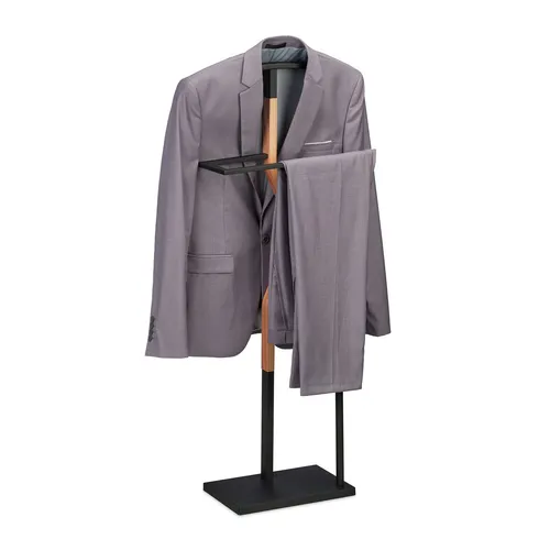 Relaxdays Herrendiener – Stiller Diener für Anzüge und Kostüme - Herrendiener aus Metall & Holzoptik, ideal für ein knitterfreies Aufbewahren von Kleidung. Flexibel einsetzbar im Schlafzimmer oder Flur, mit stabiler Bauweise für sicheren Stand.