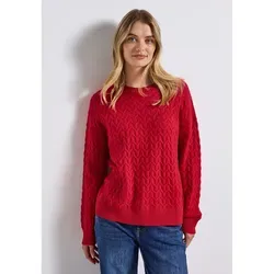 Strickpullover STREET ONE Damen Gr. 40 - Racing Rot - Pullover für Damen in Racing Rot, gefertigt aus pflegeleichtem Materialmix. Der Rundhalsausschnitt und das feine Strukturmuster verleihen modische Raffinesse für stilvolle Alltags-Outfits.