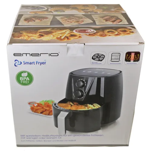 Emerio AF-126667 SmartFryer - XL Heißluftfritteuse mit 3,8L Volumen, frittieren ohne Öl und BPA-frei für gesunde Ernährung