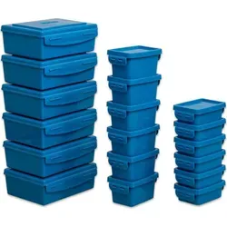 Betzold Aufbewahrungsboxen-Set 18-tlg. in Blau - Praktisches Set aus 18 Aufbewahrungsboxen in verschiedenen Größen, ideal für die Organisation von Kleinteilen und Büromaterial. Mit einfachem Klick-Mechanismus für schnellen Zugriff und stapelbar für platzsparende Aufbewahrung.
