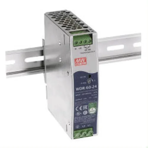 MEANWELL WDR-60-5 Hutschienen-Netzteil - Schaltnetzteil mit 50W Leistung, ideal für industrielle Anwendungen und kompakte Bauweise für einfache Montage auf Hutschienen.