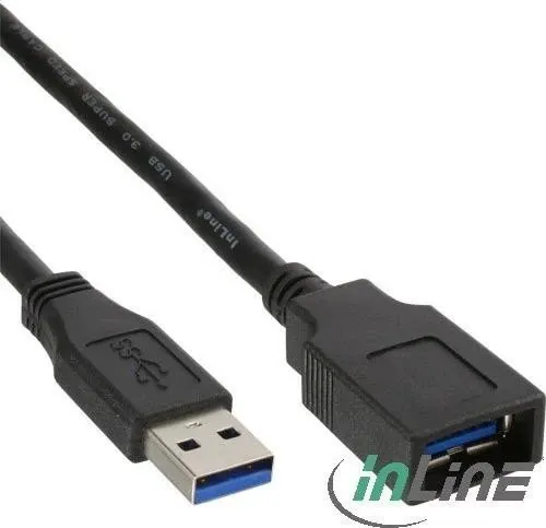 InLine USB 3.2 Gen.1 Kabel, A Stecker / Buchse, schwarz, 5m