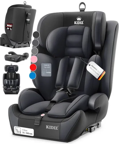 KIDIZ® Autokindersitz 9-36 kg, Isofix, 5-Punkt-Sicherheitsgurt - Kinderautositz für Gruppe 1+2+3 mit Isofix, bietet höchste Sicherheit und Komfort für Ihre kleinen Entdecker – ideal für entspannte Familienausflüge!