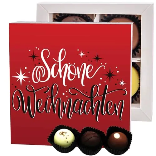Hallingers Genuss Manufaktur Pralinen Geschenk Weihnachten – ohne Alkohol, handgemacht aus Premium Edelkakao, edle Geschenkbox