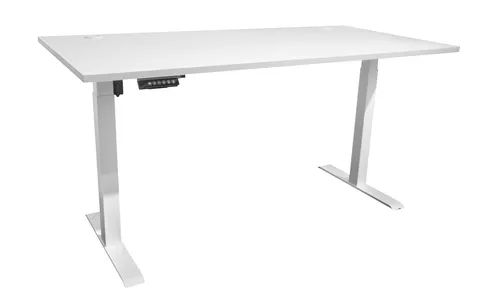 PREISBRECHER Schreibtisch Ben, höhenverstellbar bis 117cm, weiß - 160x74/117x77cm (BxHxT) - Der höhenverstellbare Schreibtisch „Ben“ bietet modernes Design und Ergonomie für flexibles Arbeiten. Mit seinen großzügigen Abmessungen und der stabilen Bauweise ist er ideal für ein aufgeräumtes Arbeitsumfeld.