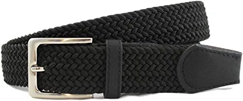 Komfortabel Elastische Geflochtener Stretch Gürtel - Stretchbelt - Stoffgürtel - Gürtel Flecht - Damen und Herren (115 B.W. = Gesamtlänge 130 Cm., Schwarz)