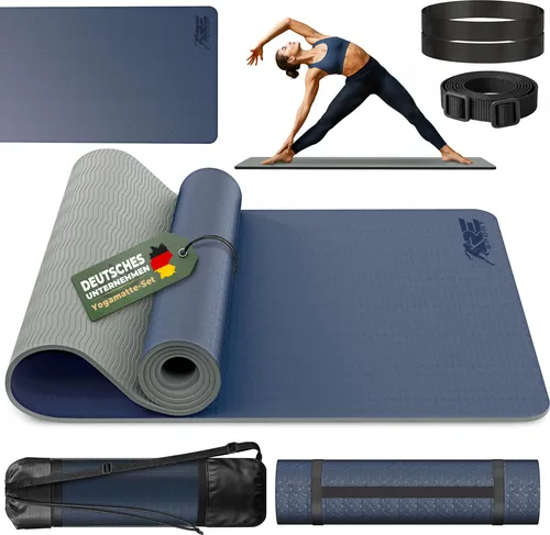 RE:SPORT Yogamatte Grau Fitnessmatte Gymnastikmatte Pilates Sportmatte Bodenmatte