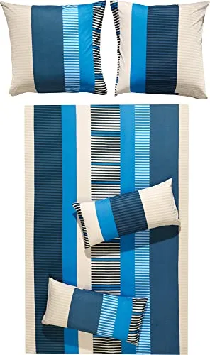 REDBEST Bettwäsche Single-Jersey blau-dunkelblau Größe 1x 155x220 cm + 1x 80x80 cm