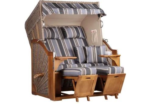 MR.DEKO Strandkorb Schleswig Komplettset 2-Sitzer von MR.DEKO