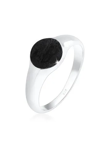 Elli Siegelring Damen Royal Basic Design 925 Silber schwarz 52 mm - Eleganter Siegelring aus 925 Sterling Silber in Silberfarbe, mit einer Breite von 5 mm. Perfekt für stilvolle Akzente und jedes Outfit.