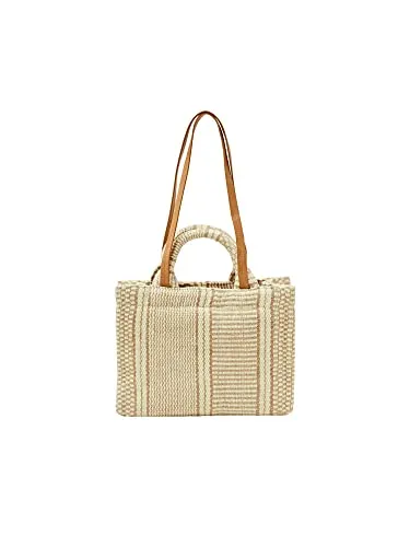 ESPRIT Damen Tasche 033EA1O314, 290/LIGHT BEIGE - Einkaufstaschen aus hochwertiger Baumwolle mit praktischem Verschluss, ideal für stilvolle Einkäufe und den Alltag.