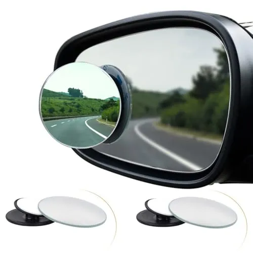 Spurtar Auto Toter Winkelspiegel (2Stk) Auto Totwinkel Spiegel, Rahmenlos Rund 360° Verstellbar HD Konvex Spiegel Mini Selbstklebend Weitwinkelspiegel, Blind Spot Mirrow
