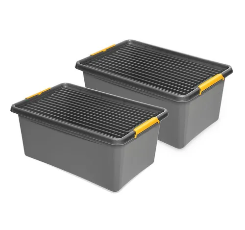 Kreher Aufbewahrungsbox 'Solid Box' mit Rollen (Set/Volumen wählbar) - Moderne Aufbewahrungsboxen aus robustem Polypropylen, ideal für saisonale Kleidung oder Werkzeuge. Mit praktischen Rollen für einfachen Transport und sicherem Deckel.