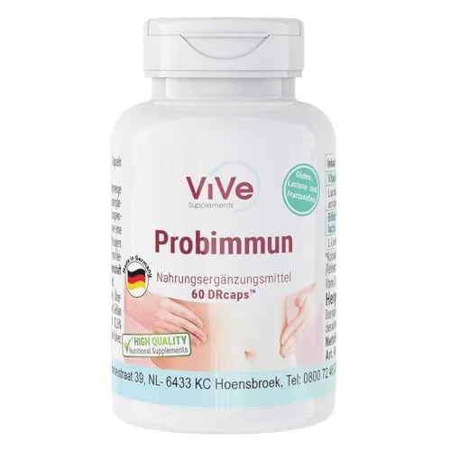 Probimmun mit Bakterienkulturen - 60 zeitverzögerte DRCaps - Lactobacillus acidophilus + Bifidobacterium lactis - hochdosiert | Qualität aus Deutschland von ViVe Supplements