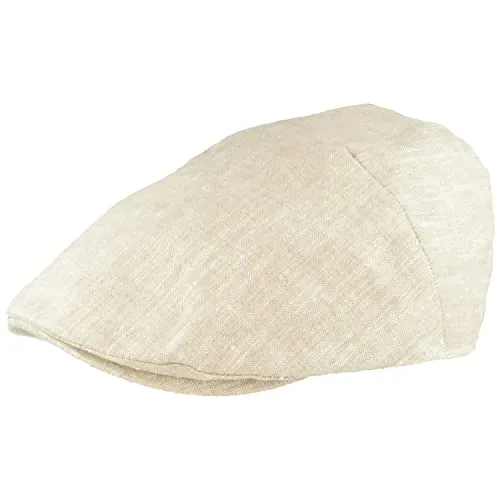 Breiter Herren Schiebermütze, Flatcap, Schirmmütze 100% Leinen, Futter aus 100% Baumwolle, Leicht & Bequem Beige 60
