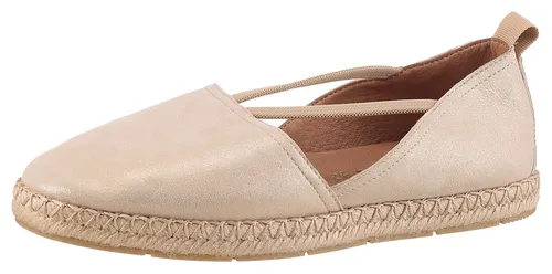 Tamaris Damen Slipper in Gold - Größe 36 - Halbschuhe aus hochwertigem Leder, mit flachem Absatz und elegantem Design für einen stilvollen Auftritt.