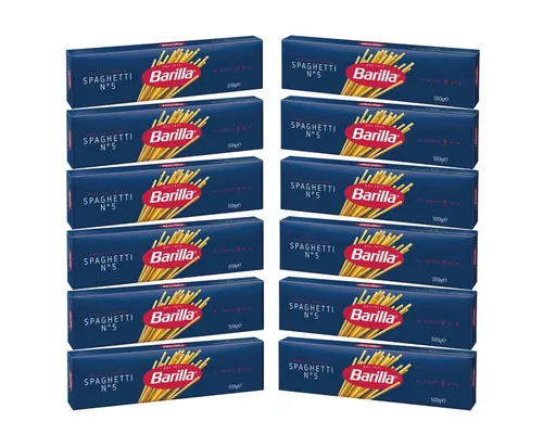 Barilla Nudeln, Barilla Spaghetti Nummer 5 Hartweizennudeln Pasta 500g 12er Pack