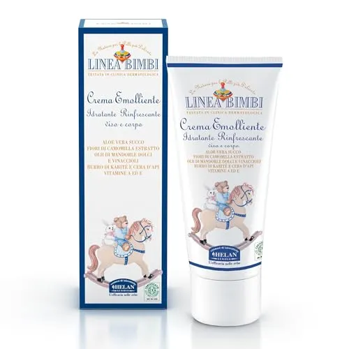 Helan, Linea Bimbi Bio - Weichmachende und Feuchtigkeitsspendende Gesichtscreme & Bodylotion Kinder & Babys, Baby und Kindercreme Zarte und Empfindliche Haut, Aloe Vera & Vitamin E Made in Italy 100ml