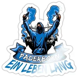 Spreadshirt Paderborn Ein Leben Lang Fußball Fan Sticker Aufkleber, 10 x 10 cm, Weiß glänzend - Weiß