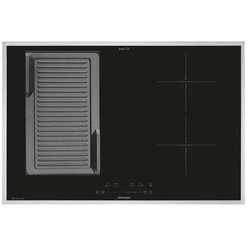 Oranier Kochfeld Induktion 80 cm KXI480 Maxizonen Grillplatte Edelstahl Rahmen