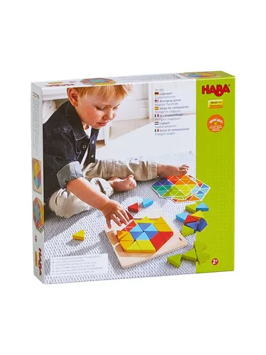 HABA 301703 - Legespiel Zauberdreiecke - Gesellschaftsspiel zur Förderung von Kreativität und Feinmotorik mit 36 bunten Dreiecken und 6 inspirierenden Vorlagenblättern für endlosen Spielspaß.
