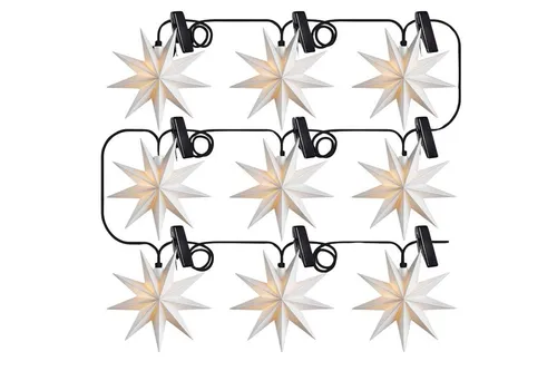 LED Weihnachtssterne Lichterkette 9 Sterne wetterfest weiß Ø 11,5 cm