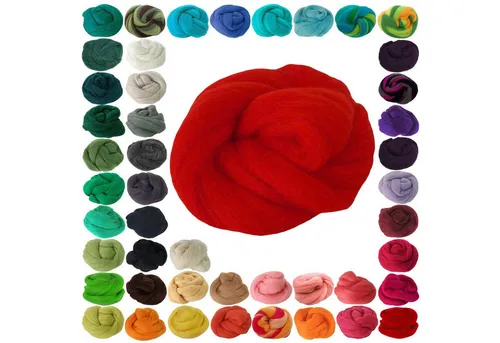 maDDma 25g Filzwolle / Märchenwolle, Nass- u. Trockenfilzen, Farbwahl Bastelgarn, rot