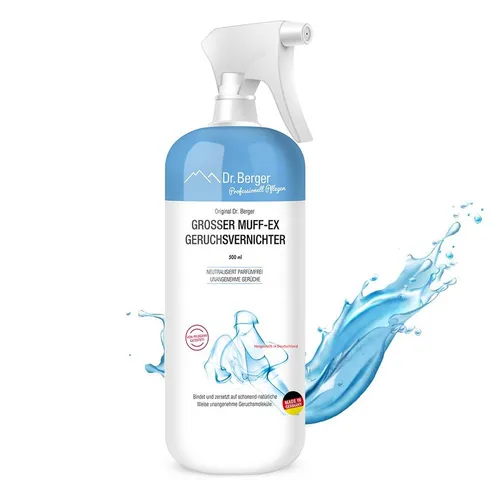Dr. Berger Muff-Ex Geruchsvernichter - Geruchsentferner für Räume, Textilien und mehr. Neutralisiert unangenehme Gerüche parfümfrei und ohne Chemie – ideal für empfindliche Haustiere!