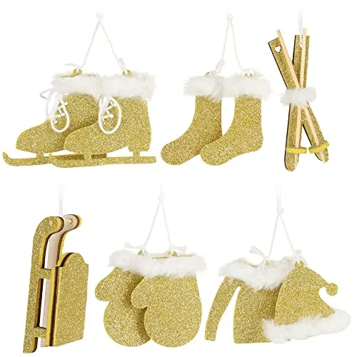 COM-FOUR® 10-teiliges Set Premium Weihnachts-Anhänger für den Weihnachtsbaum, winterliche Anhänger als Baumbehang, Weihnachtsschmuck oder Geschenk-Anhänger (goldfarben - 10 Stück)
