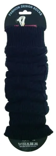 Socks4Fun 1 Paar Stulpen Damen Teens Grobstrick Legwarmers mit Zopfmuster Wolle Weich u. Warm schwarz