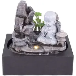 Zimmerbrunnen mit LED-Beleuchtung - Mönch Dekobrunnen für Wohlfühloasen - Sonstige Dekoartikel, ideal zur Stressreduktion und Verbesserung des Raumklimas durch natürliche Luftbefeuchtung mit beruhigendem Wasserspiel und stimmungsvoller LED-Beleuchtung.