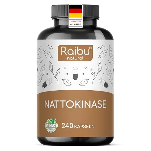 Hochdosierte Nattokinase Kapseln 240 Stück in beige von RAIBU