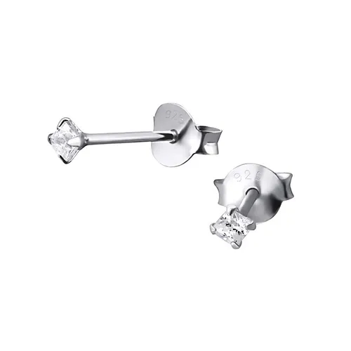 SilberDream Ohrringe 2mm Damen Silber Ohrstecker Viereck Zirkonia weiß SDO8501W