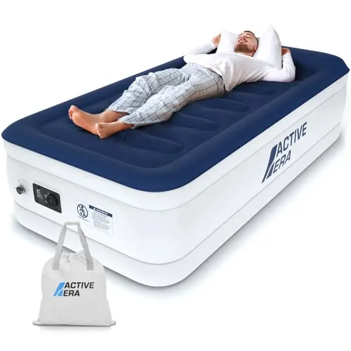 Active Era Luxus Luftbett 1 Person - Komfortable Luftmatratze mit integrierter elektrischer Pumpe für schnelles Aufblasen, ideal als Gästebett oder für Camping. Ergonomisches Kissen sorgt für optimalen Schlafkomfort.