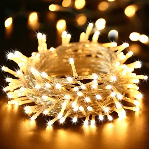 BrizLabs Weihnachtsbeleuchtung Innen, 100 LED Weihnachtsdeko Outdoor Lichterkette Warmweiß Außenbeleuchtung mit Strom 8 Modi Wasserdicht für Außen Weihnachtsbaum Zimmer Garten Party Hochzeit
