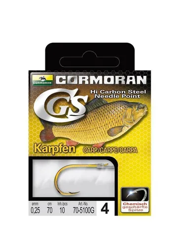 Cormoran CGS Karpfenhaken Gr. 1/0 Silber Gebundene Vorfachhaken 10 Stk Vorfächer