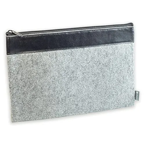 Banktasche aus Filz grau Geldtasche Kosmetiktasche Stifteetui Tablettasche Dokumententasche DIN A5
