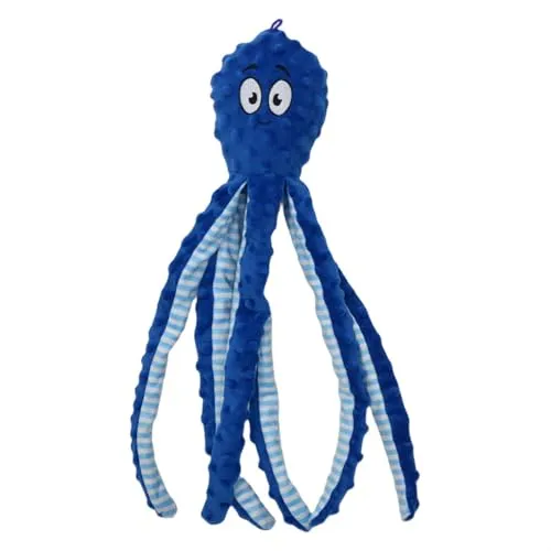 JACK AND VANILLA, Interaktives Oktopus-Hundespielzeug, weich und langlebig, ideal für große Hunde, 45 cm, dunkelblaue Farbe, perfekt zum Spielen und Kuscheln, Bubble-Plüschmodell