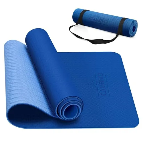 CAMBIVO Yoga Matte 183cm x 61cm, Gymnastikmatte Sportmatte Fitnessmatte Rutschfest & Gepolstert, Dicke 8mm Yogamatte mit Tragegurt, Pilates Matte Zuhause für Sport, Fitness, Workout