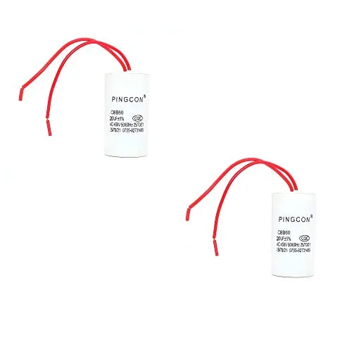 DollaTek 2Pcs CBB60 AC 450V 20UF 2-Draht-Blei-Zylindermotor-Betriebskondensator
