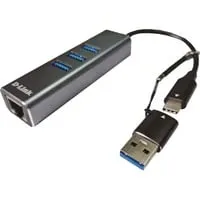D-Link DUB-2332 - USB-C auf Gigabit Ethernet Adapter mit 3 USB 3.0 Ports, blitzschnelle Gigabit-Geschwindigkeiten und einfache Plug-and-Play-Nutzung