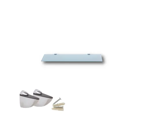 HOOZ Wandregal aus Sicherheitsglas mit Halterung - Weiß - 30 x 13 x 0,6 cm, 1-tlg., mit geschliffenen Kanten