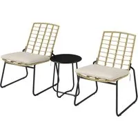 Furnicato 3-teiliges Gartenmöbel-Set mit Rattan-Stühlen und Tisch - Genießen Sie entspannte Stunden im Freien mit diesem eleganten Gartenmöbel-Set. Robuste Metallplatte und UV-beständiges Rattangeflecht sorgen für Langlebigkeit und Stil. Ideal für Balkon und Garten, platzsparend stapelbar.