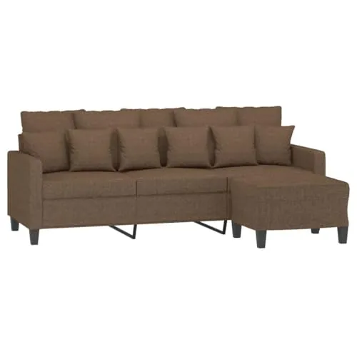 vidaXL 3-Sitzer-Sofa mit Hocker Braun 180 cm - Couchgarnituren: Bequemes 3-Sitzer-Sofa mit Hocker, strapazierfähigem Stoff und modernem Design – ideal zum Entspannen und als Blickfang in deinem Zuhause.