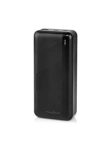 Nedis UPBKPD30000BK Powerbank - 30000 mAh, schwarz - Powerbank mit 30000 mAh Lithium Polymer Akku, ideal für unterwegs und sorgt für langanhaltende Energie für Ihre Geräte.