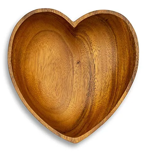 levandeo Schüssel Akazie 20x5,5cm Herz Holz Design Schale Obstschale Obstkorb Brotkorb Unikat Tischdeko